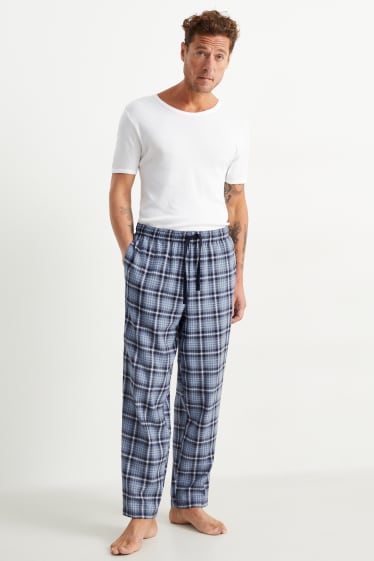 Hommes - Pantalon de pyjama en flanelle - bleu foncé
