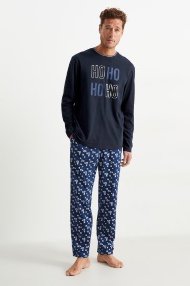 Hommes - Pyjama de Noël - HoHoHo - bleu foncé