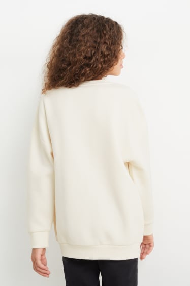 Kinder Mädchen - Sweatshirt - Glanz-Effekt - cremefarben