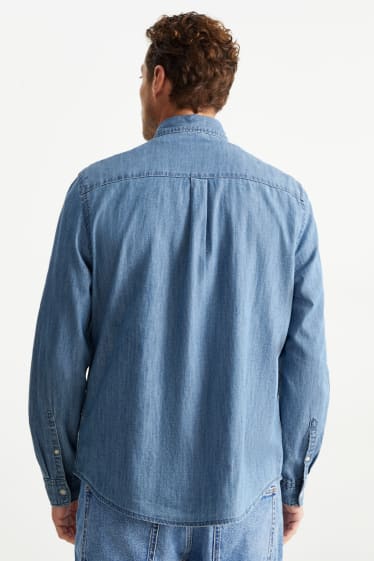 Uomo - Camicia di jeans - regular fit - colletto cutaway - jeans azzurro