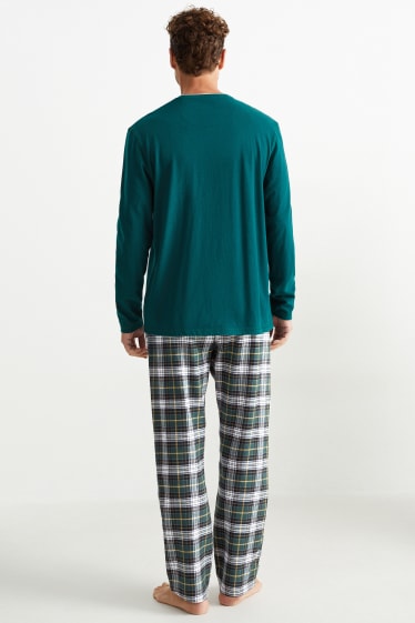 Herren - Weihnachts-Pyjama mit Flanellhose - dunkelgrün