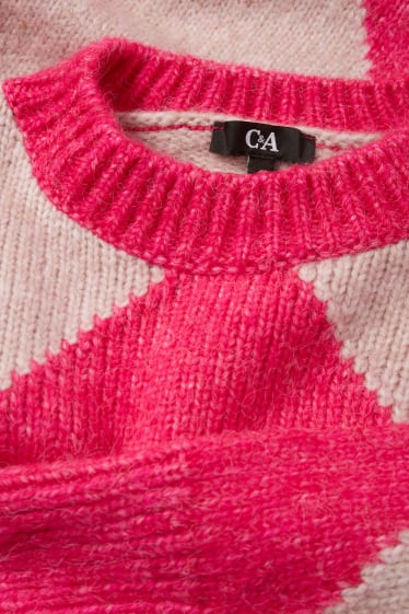 Damen - Pullover - gemustert - pink