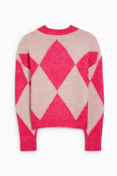 Damen - Pullover - gemustert - pink