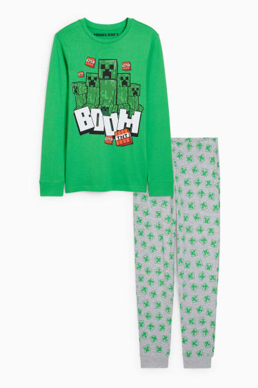 Kinder Buben - Minecraft - Pyjama - 2 teilig - hellgrün