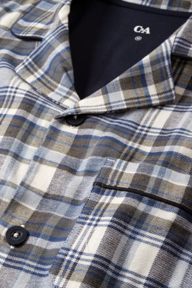Hombre - Pijama de franela - de cuadros - beis / azul