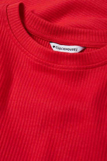 Dospívající a mladí - CLOCKHOUSE - krátké tričko s dlouhým rukávem - červená