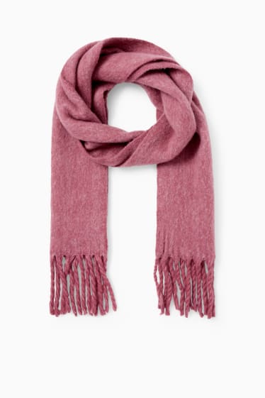 Women - Fringed scarf - bordeaux