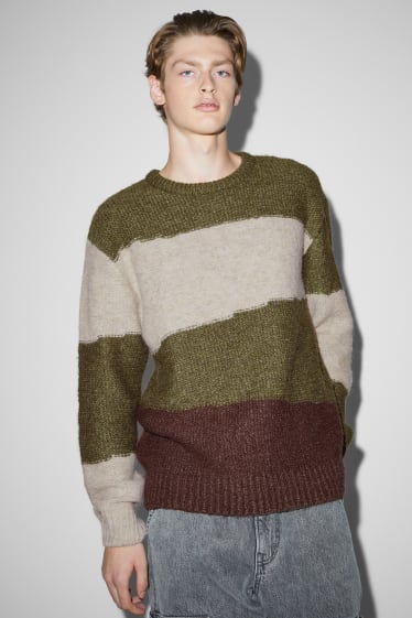 Hommes - Pull - vert / beige