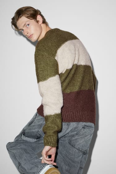 Men - Jumper - green / beige