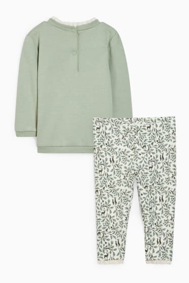 Baby: meisjes - Bambi - babyoutfit - 2-delig - lichtgroen