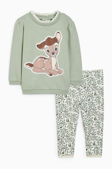 Baby: meisjes - Bambi - babyoutfit - 2-delig - lichtgroen