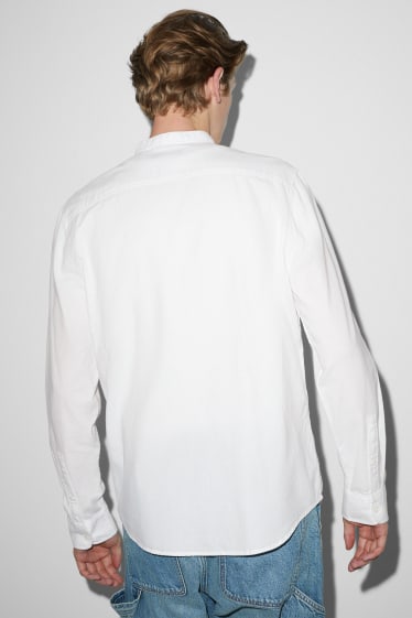 Men - Shirt - regular fit - band collar - white