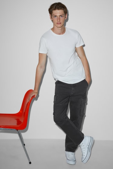 Herren - Cargo Jeans - Regular Fit - dunkeljeansgrau