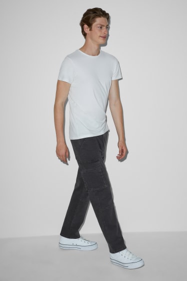 Hommes - Jean cargo - regular fit - jean gris foncé