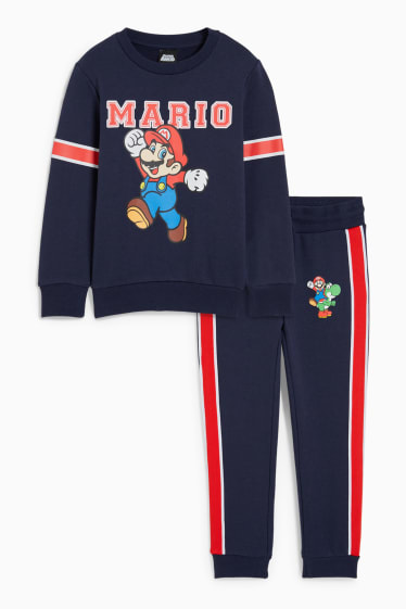Kinderen: jongens - Super Mario - set - sweatshirt en joggingbroek - 2-delig - donkerblauw