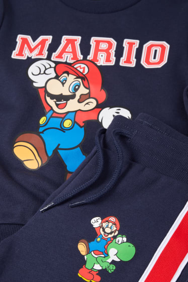 Bambini - Super Mario - set - felpa e pantaloni sportivi - 2 pezzi - blu scuro