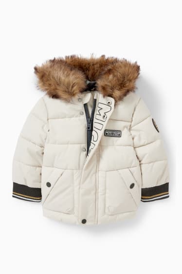 Baby Buben - Micky Maus - Baby-Steppjacke mit Kapuze und Kunstfellbesatz - beige