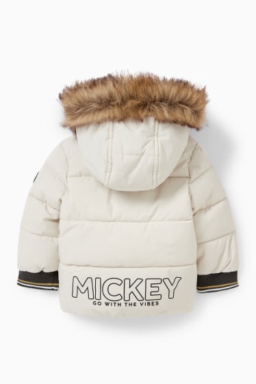 Babys - Micky Maus - Baby-Steppjacke mit Kapuze und Kunstfellbesatz - beige