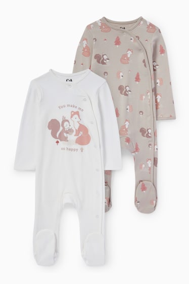 Baby: meisjes - Set van 2 - babypyjama - lichtgrijs