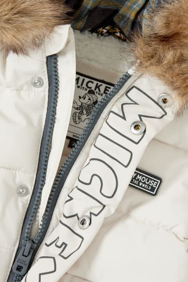 Baby Buben - Micky Maus - Baby-Steppjacke mit Kapuze und Kunstfellbesatz - beige