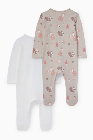 Baby: meisjes - Set van 2 - babypyjama - lichtgrijs