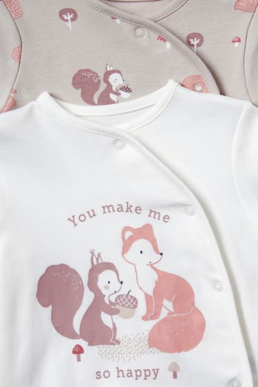 Baby: meisjes - Set van 2 - babypyjama - lichtgrijs