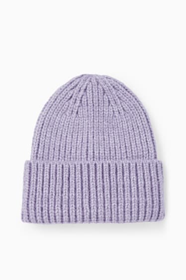 Femmes - Bonnet en maille - violet clair