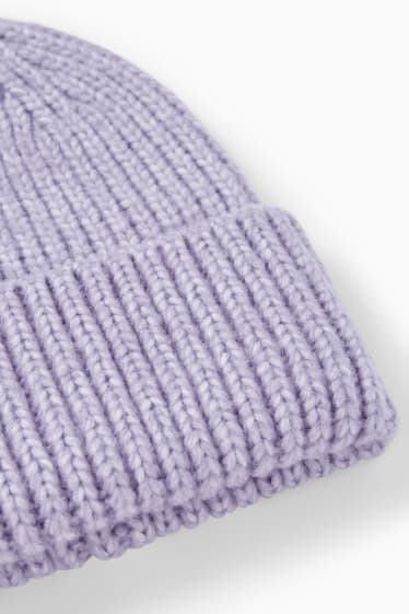 Femmes - Bonnet en maille - violet clair