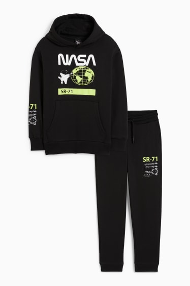 Bambini - NASA - set - felpa con cappuccio e pantaloni sportivi - 2 pezzi - nero