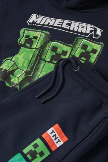 Dzieci chłopcy - Minecraft - zestaw - bluza z kapturem i spodnie dresowe - 2 części - ciemnoniebieski