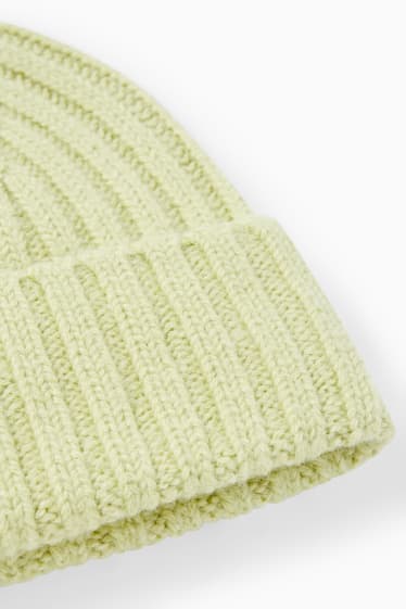 Dames - Gebreide muts - mix van alpacawol - lichtgeel