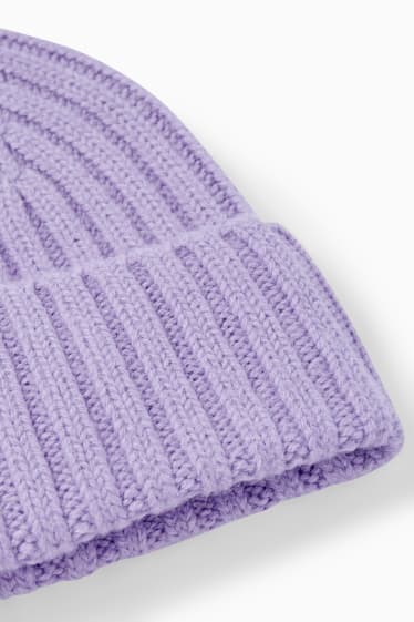 Damen - Strick-Mütze - Alpaka-Mix - hellviolett