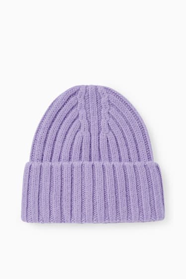 Damen - Strick-Mütze - Alpaka-Mix - hellviolett
