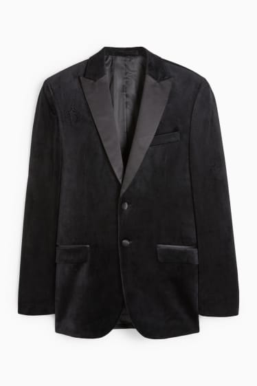 Pánské - Sametové sako - slim fit - černá