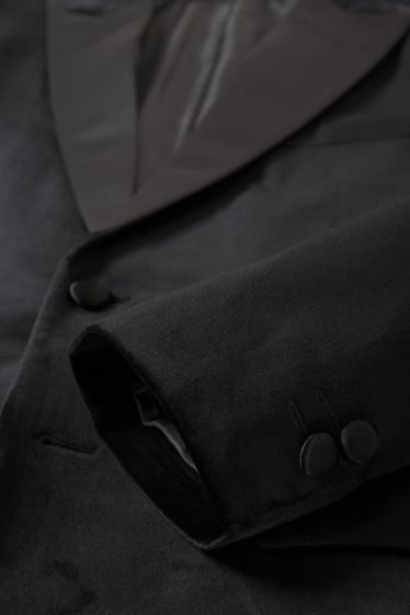 Pánské - Sametové sako - slim fit - černá