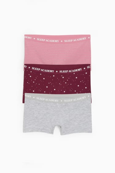 Kinder Mädchen - Multipack 3er - Sterne und Streifen - Boxershorts - dunkelrosa