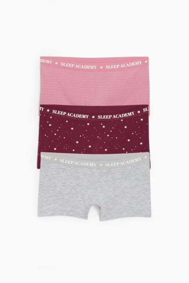 Kinderen - Set van 3 paar - sterren en strepen - boxershorts - donker rose