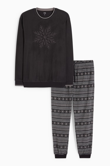 Hommes - Pyjama en polaire de Noël - noir