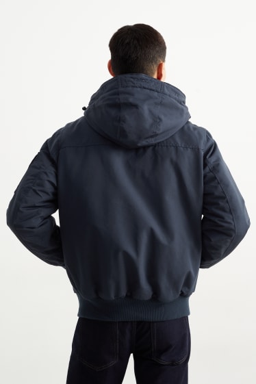 Heren - Bomberjack met capuchon - donkerblauw