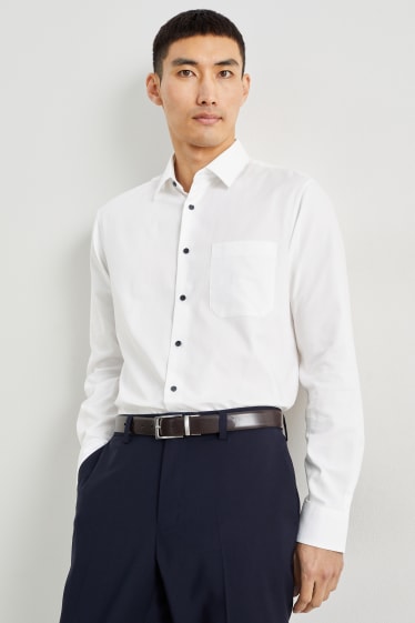 Uomo - Camicia Oxford - regular fit - collo all'italiana - facile da stirare - bianco