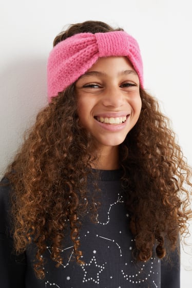 Children - Knitted headband - pink