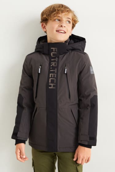 Children Boys - Rain jacket with hood - waterproof - gray