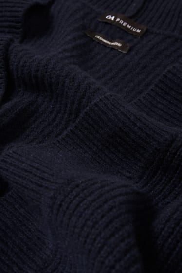 Dámské - Kašmírový pletený kardigan - tmavomodrá