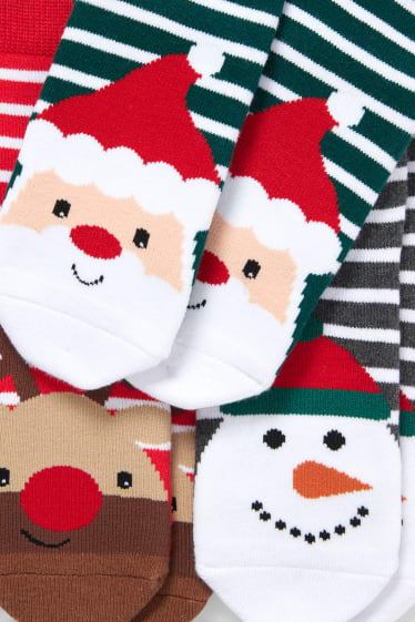 Kinderen: jongens - Set van 3 paar - kerstsokken met motief - gestreept - donkergroen