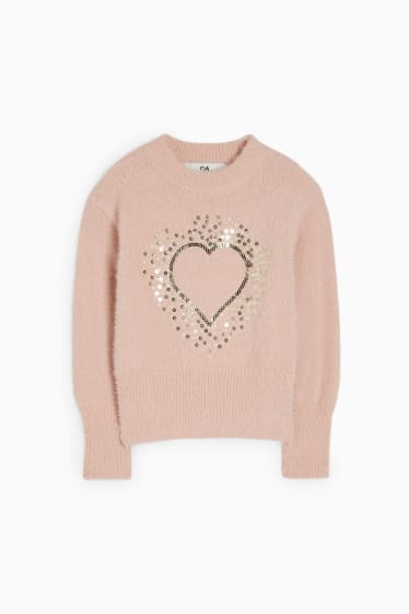 Kinder Mädchen - Pullover - Glanz-Effekt - rosa