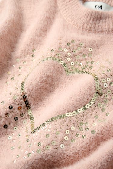 Kinder Mädchen - Pullover - Glanz-Effekt - rosa