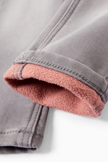 Children Girls - Unicorn - skinny jeans - thermal jeans - denim-light gray