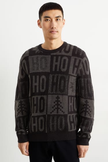 Hommes - Pull de Noël - HoHoHo - noir