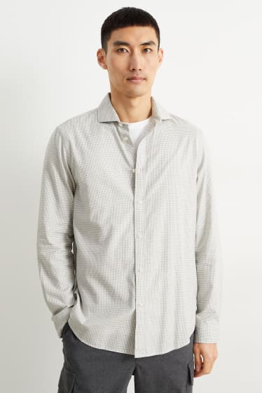 Hommes - Chemise - regular fit - col cutaway - à carreaux - blanc / noir