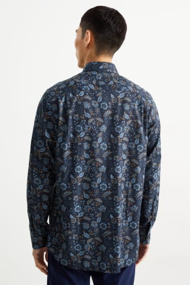 Home - Camisa formal - regular fit - button-down - fàcil de planxar - blau fosc